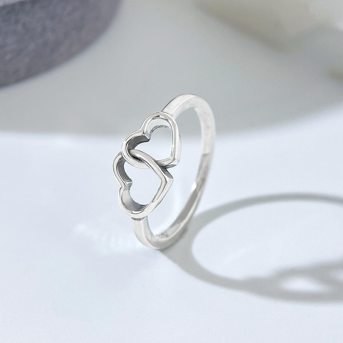 925 silver double love ring elegant design for women