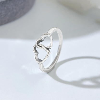 925 silver double love ring elegant design for women