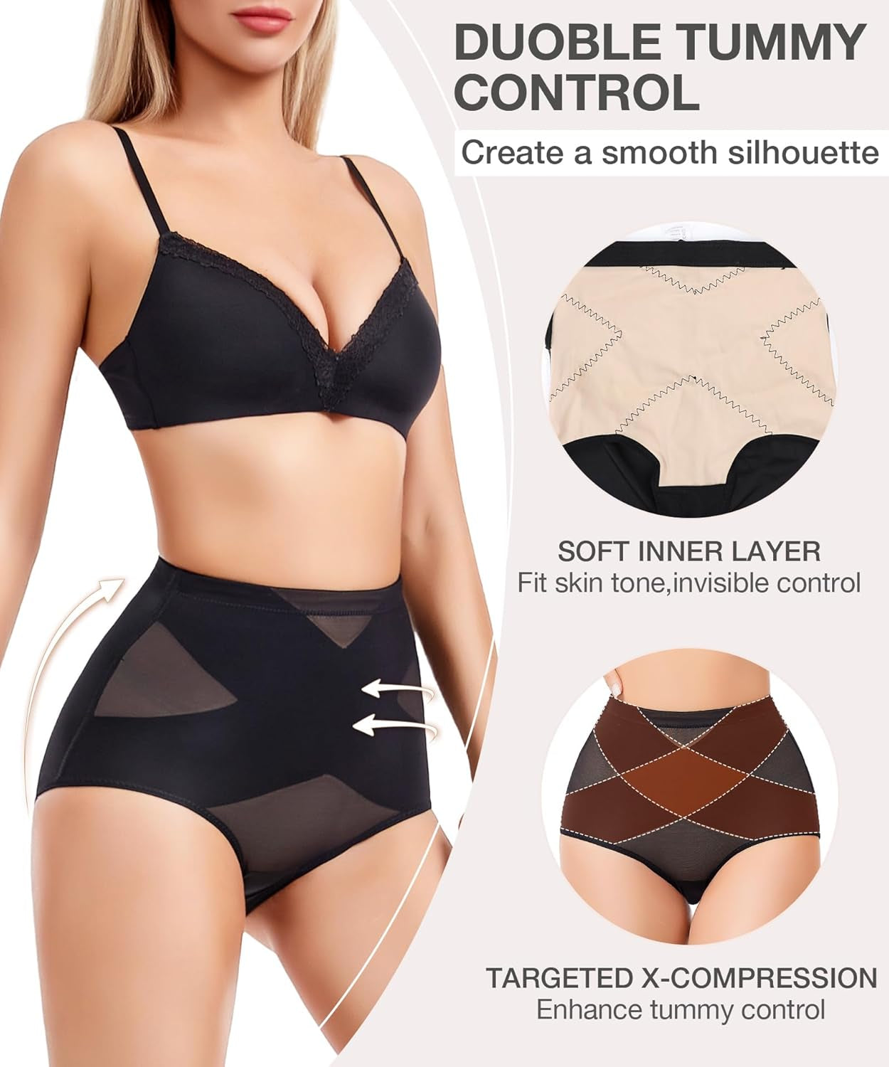 Seamless tummy control briefs side profile showing body contouring