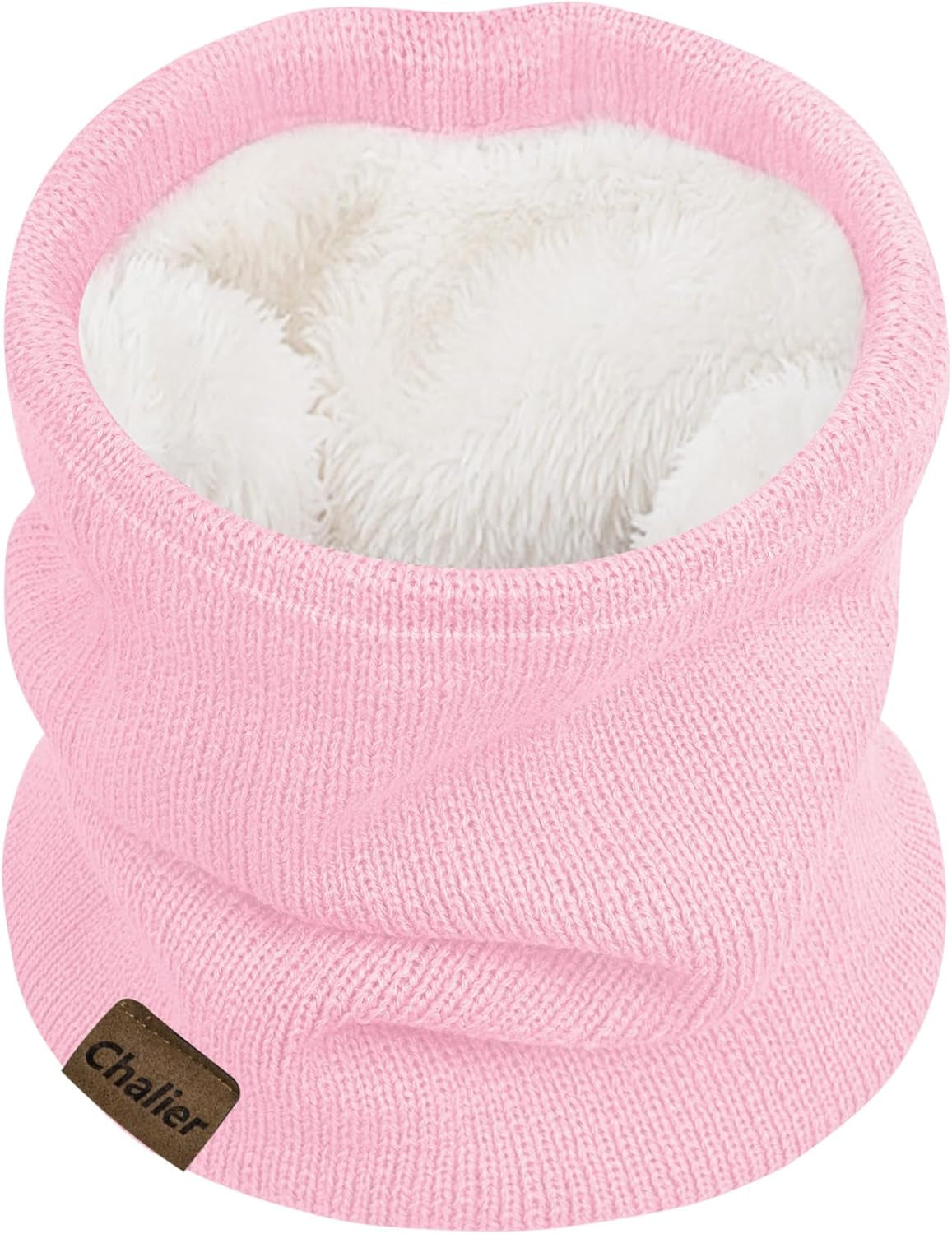 Chalier Infinity Scarf Winter Double-Layer Neck Warmer Knit Fleece Lined Circle Loop Scarves