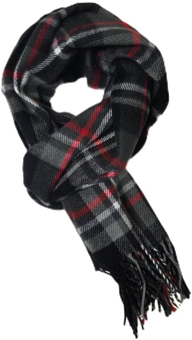 A.WAVE Premium Soft-Touch Plaid Tassel Scarf for Men, Elegant Winter Wrap