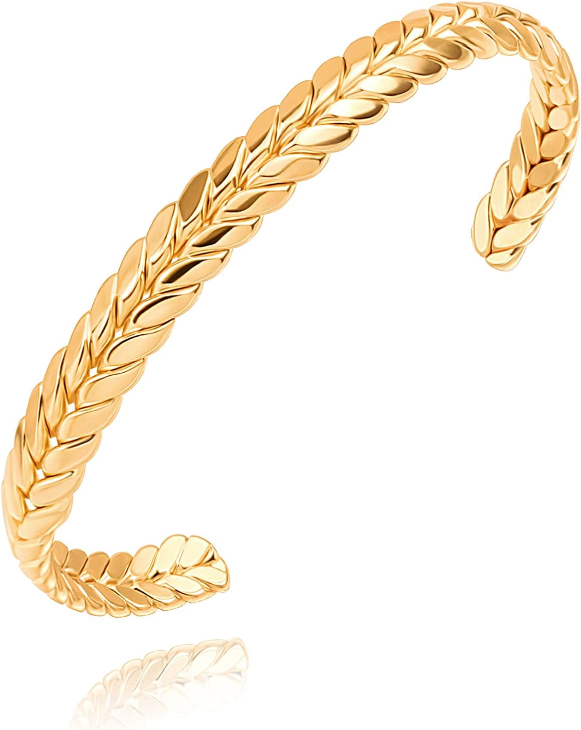 PEARLADA 18K Gold Cuff Bracelet for Women, Chunky Open Bangle Adjustable Bracelet, Trendy Statement Jewelry