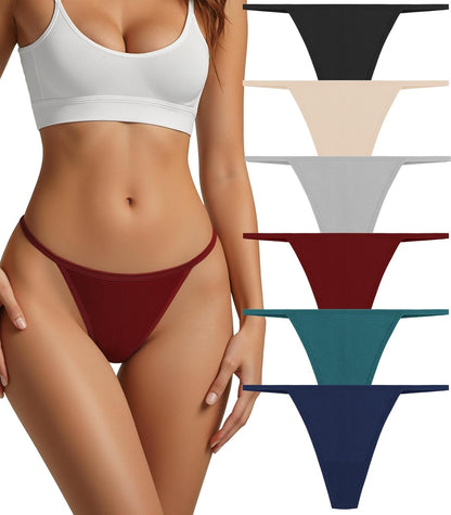 Comfortable cotton thong underwear on model from front perspective