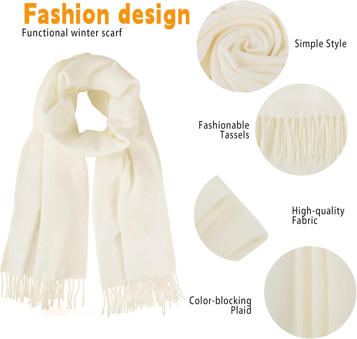 Winter Scarf for Women Men Cold Weather - Soft Warm Shawls Scarves with Tassels(78.7''*26.8'')