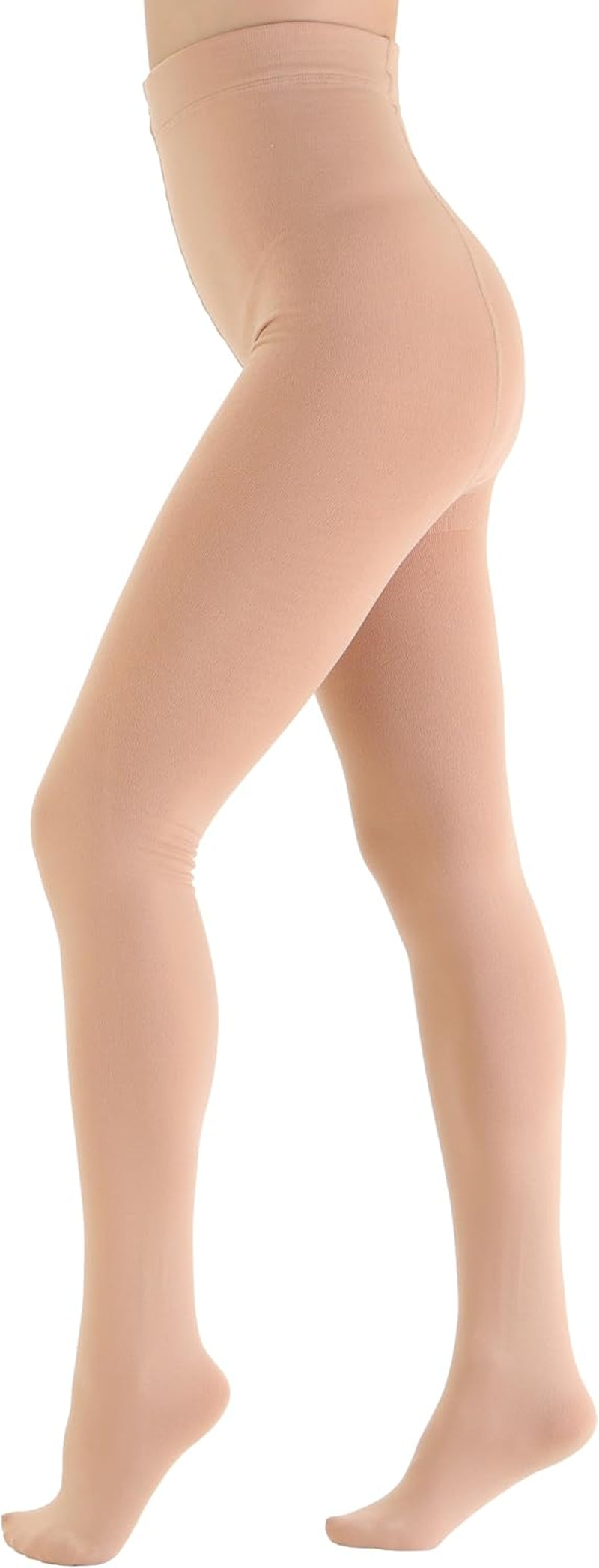 Fleece lined tights with wide stretchy waistband detail