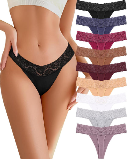 Cotton lace thongs for women showing delicate lace detailing