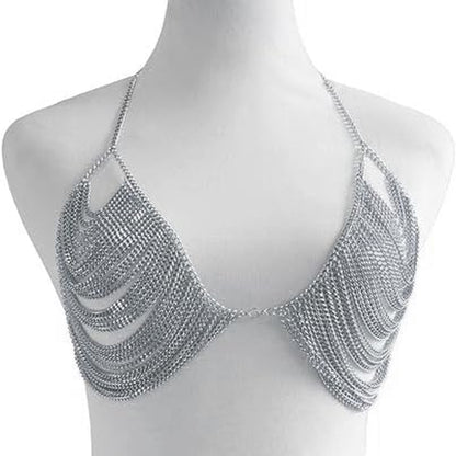 YWCUTE Women'S Sexy Body Chain Multi Layer Chest Chain Fashion Bra Chain Accessories Gift Body Jewelry
