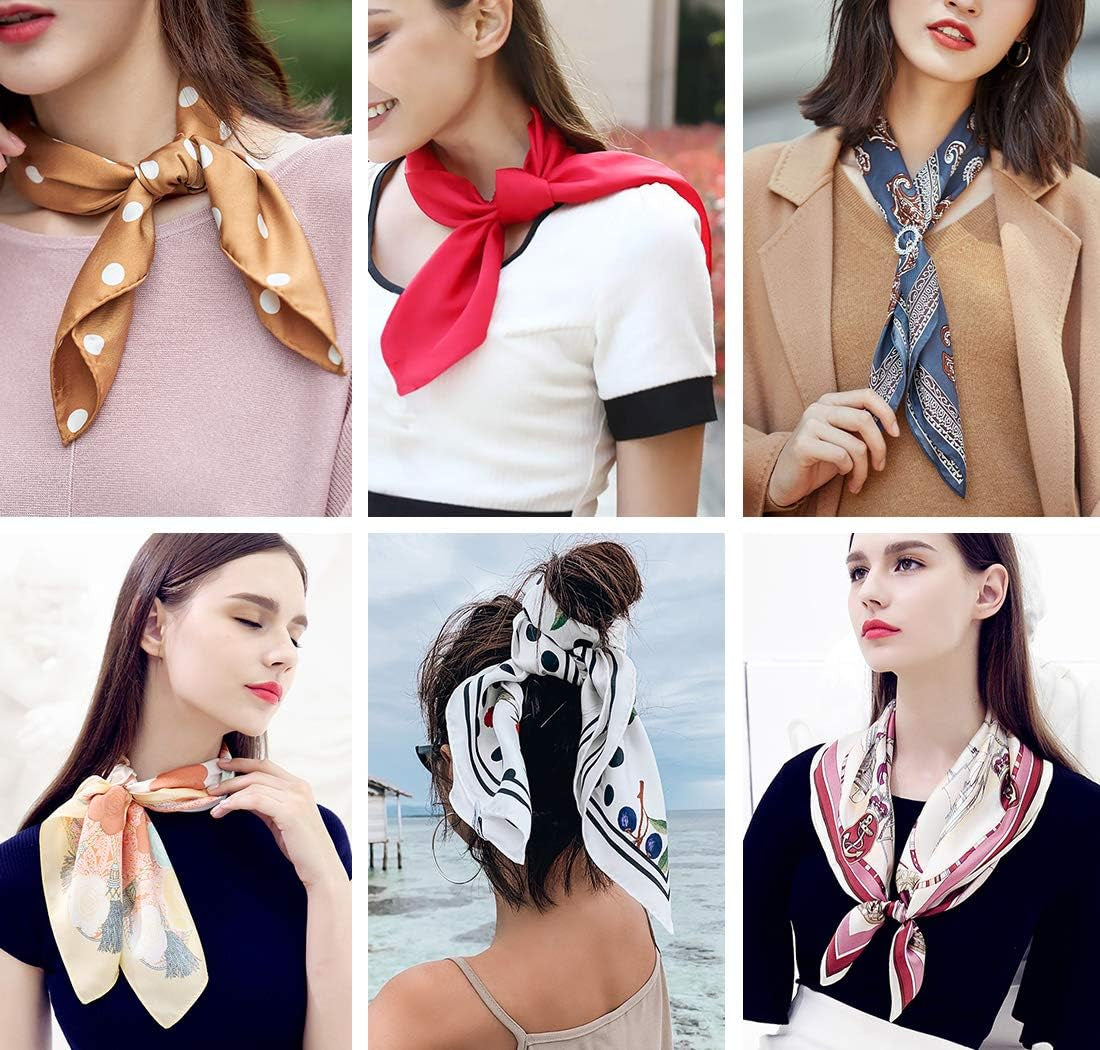 Scarf Satin Square Neck Hair Scarfs for Women 27" X 27"