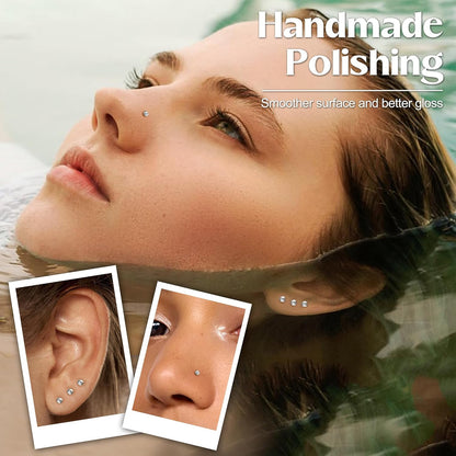 THUNARAZ Straight L Shaped Stainless Steel Nose Studs Rings Piercing Pin Body Jewelry 20G-22G 1.5Mm 2Mm 2.5Mm