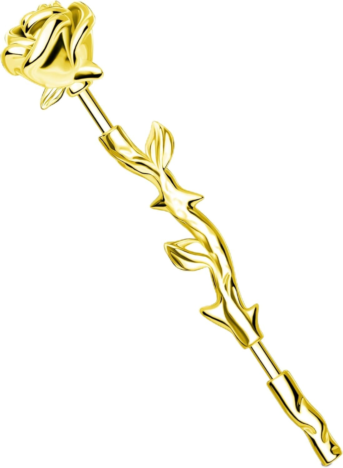 Jewseen Rose Industrial Ring Flower Industrial Barbell Surgical Steel Industrial Piercing Jewelry 14G 16G Cartilage Earring Long Straight Bar for Women Men