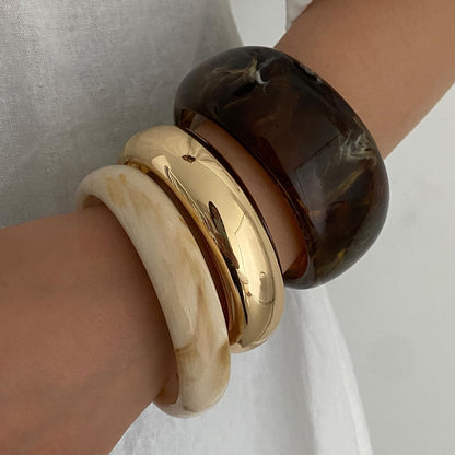 Chunky Acrylic Bangle Gold Bracelets Set for Women Resin Bangle Bracelet Set Big Thick Wide Statement Stacking Bangle Bracelets