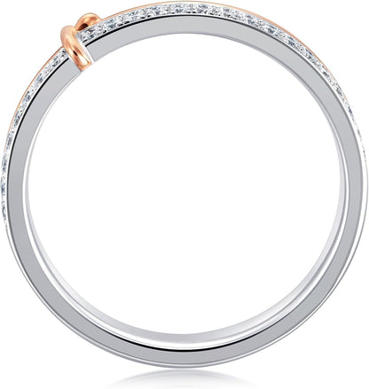 Love knot diamond ring white and red gold designer jewelry
