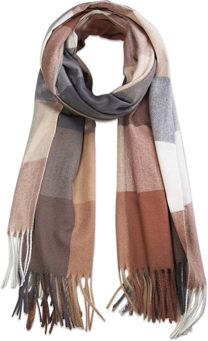 SOJOS Classic Plaid Tartan Scarf for Women Men Soft Scarves SC316