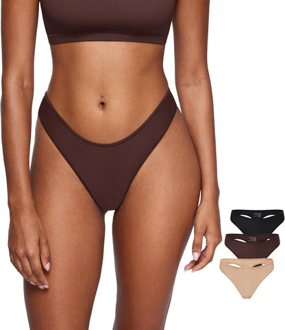 Magneticfit Thongs for Women Stretch Sexy Underwear Comfort Tagless Thong Low Rise Breathable Panties 3 Pack