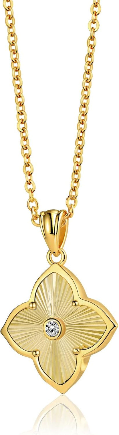 Shinybox Gold Necklace for Women Non Tarnish 14K Gold Filled Necklace Dainty Pendant with Cubic Zirconia Adjustable Chain Choker Lucky Charm Jewelry Gift