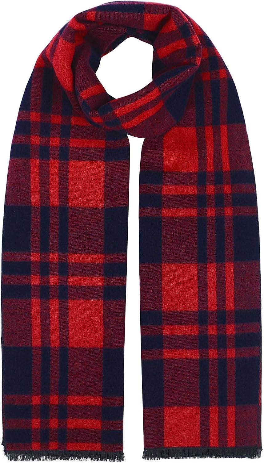 American Trends Mens Winter Warm Long Soft Scarf Plaid Tassel Scarf for Men Soft Classic Scarves