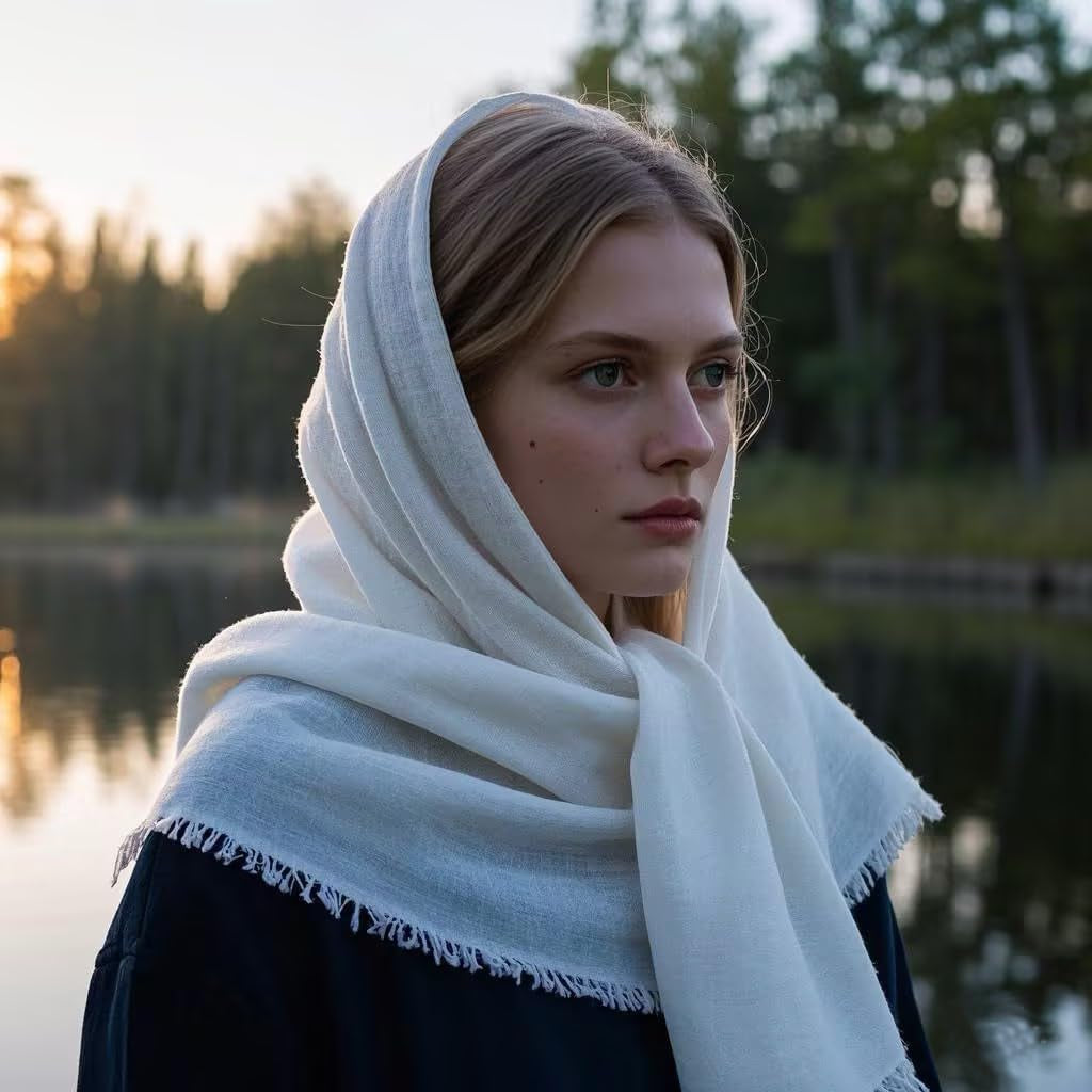 Women Summer Cotton Blend Crinkle Vintage Soft Long Scarf Linen Beach Shawl Wrap