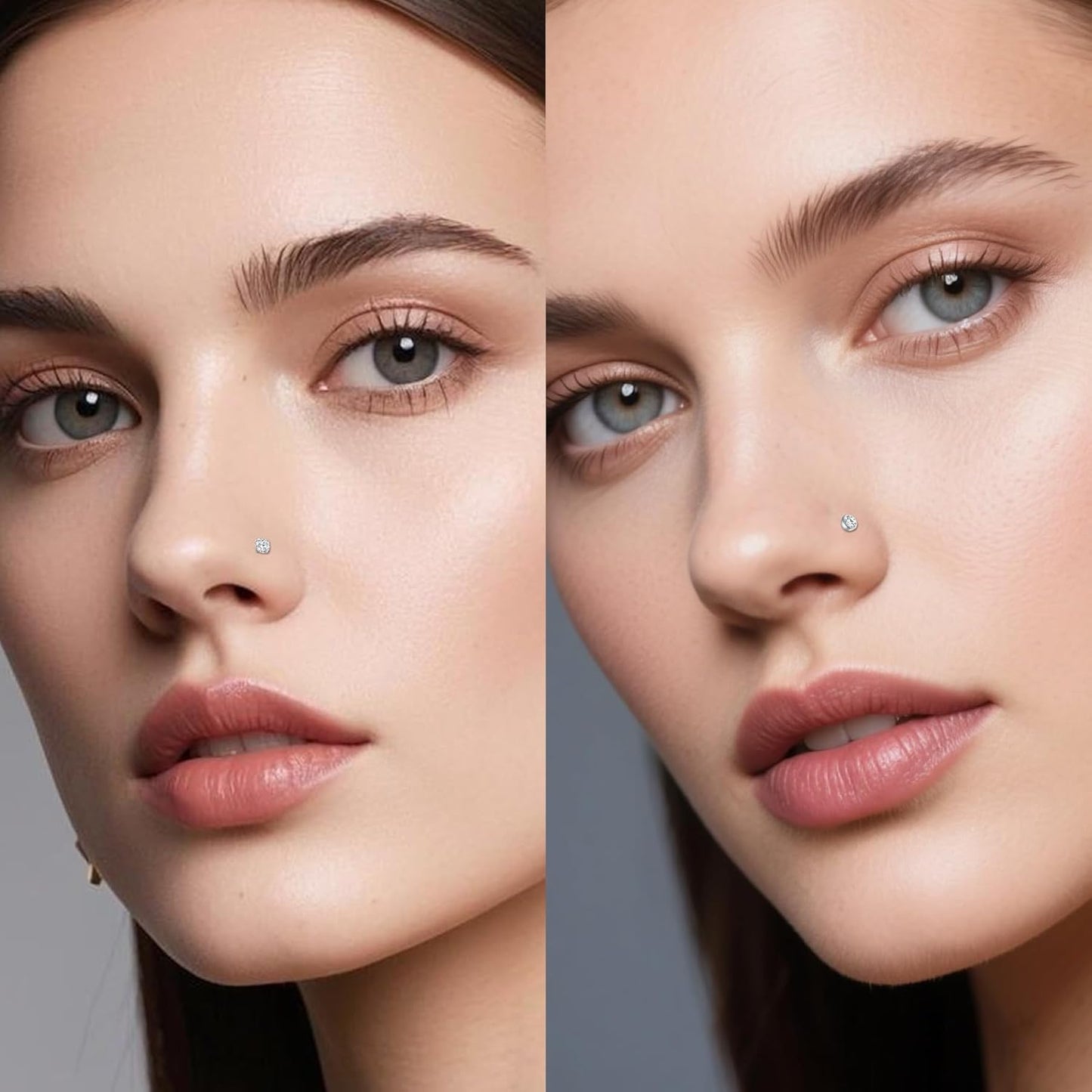 D.Bella Nose Rings 10Pcs 18G Nose Screw Rings Studs Surgical Steel Piercing Jewelry 2Mm Clear CZ Silver