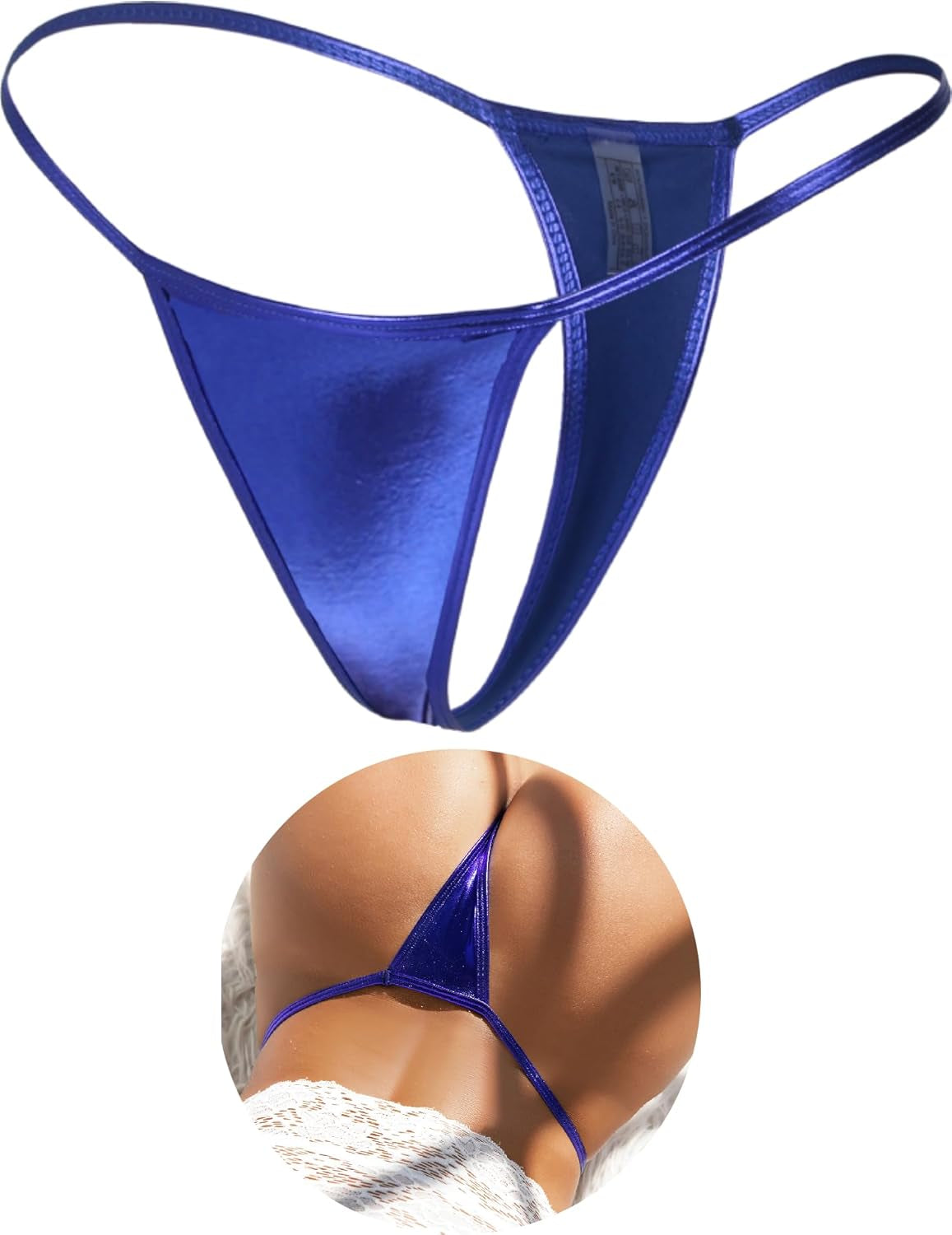 Ohyeah Sexy G-String Thongs Micro Thong Bikini Panties Metallic PU Leather Underpants for Women Low Rise Cheeky Underwear