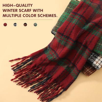 Tavaleu Winter Scarf for Women, Cashmere Feel Scarf Blanket Plaid Scarfs, Shawls Wraps Womens Scarves Fall Warm Tassel Shawls
