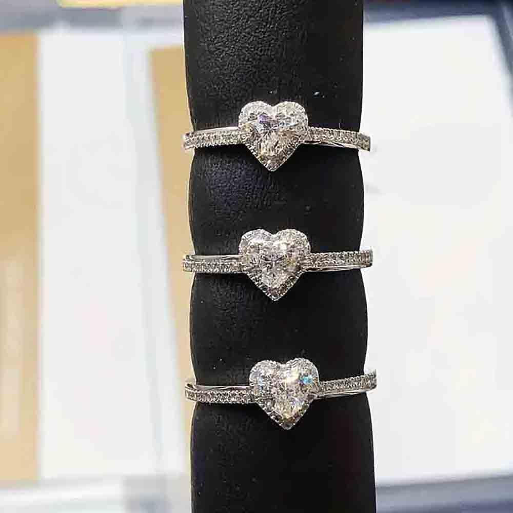 Pair of heart love rings for couple's romantic jewelry collection