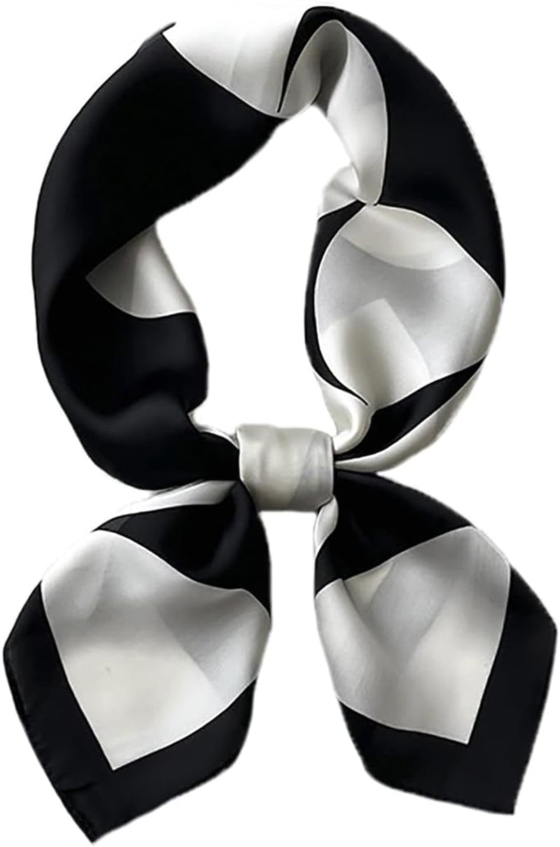 MINIDORA Satin Scarves for Women 27.5 × 27.5 Inches Medium Square Elegant Silk Feeling Head Scarf