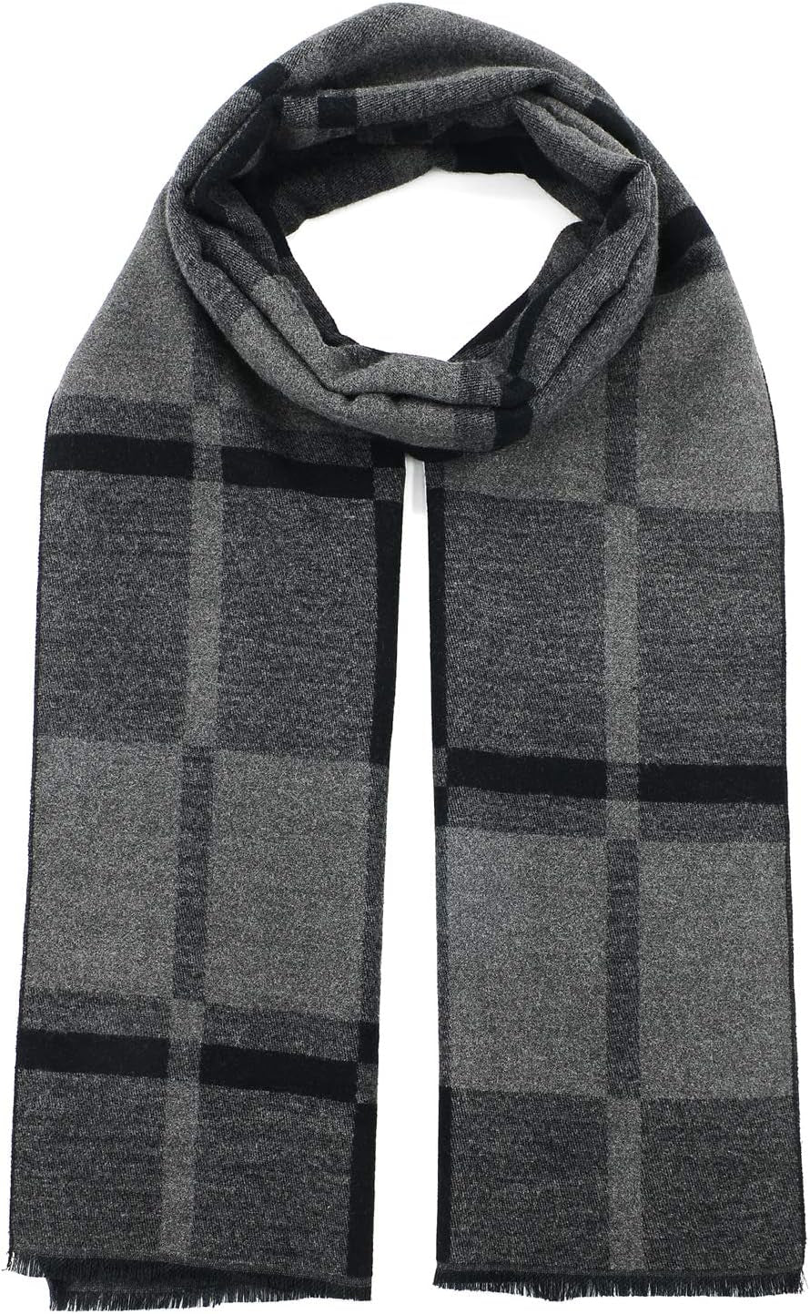 American Trends Mens Winter Warm Long Soft Scarf Plaid Tassel Scarf for Men Soft Classic Scarves