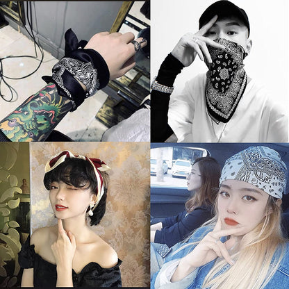 4Pcs Silk Feeling Scarf Square Satin Head Scarf for Women Neck Hair Scarves Wraps Headscarf Hair Bandanas Night Sleeping Wrapping, 26.5×26.5 Inches