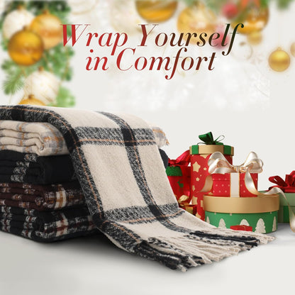 Trifabricy Winter Scarfs for Women, Long Blanket Scarf, Fashion Soft Taseel Plaid Scarf, Chunky Oversized Shawls and Wraps