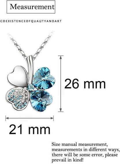 AILUOR Four Leaf Clovers Jewelry Set, Fashion Austrian Crystal Rhinestone Lucky Four Leaf Clover Necklace Bracelet or Earrings for Women Wedding Party Gift