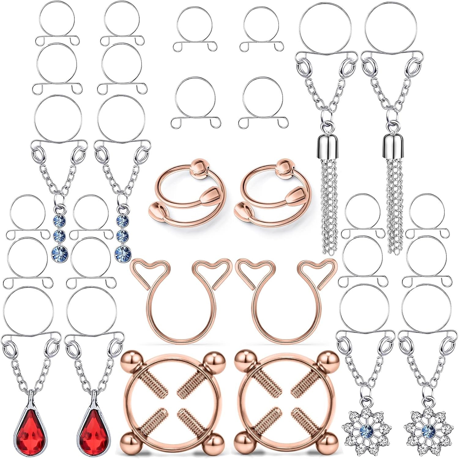 High-quality fake nipple piercing rings collection