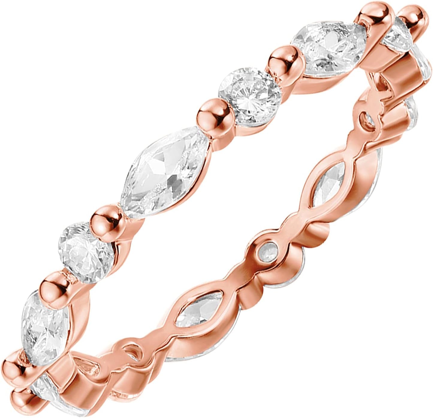 PAVOI stackable women's rings in gold with sparkling zirconia center stone