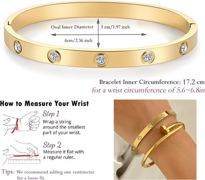 18K Gold Plated Love Nail Bangle Bracelet Set Stackable Dupes Stainless Steel Bangle Set for Love Trendy Jewelry