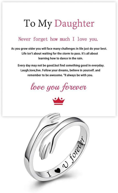 Birthday Christmas gift ring for daughter engraved love message