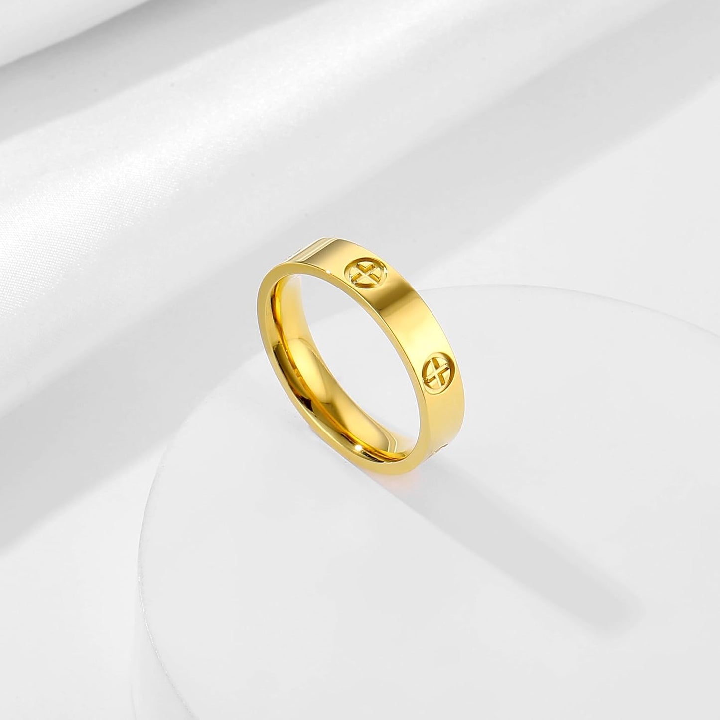 Women'S Stainless Steel Wedding Ring 18K Gold Love Ring Friendship Engagement Wedding Jewelry, Promise Ring Mother'S Day Christmas Birthday Gift, Size 5-10