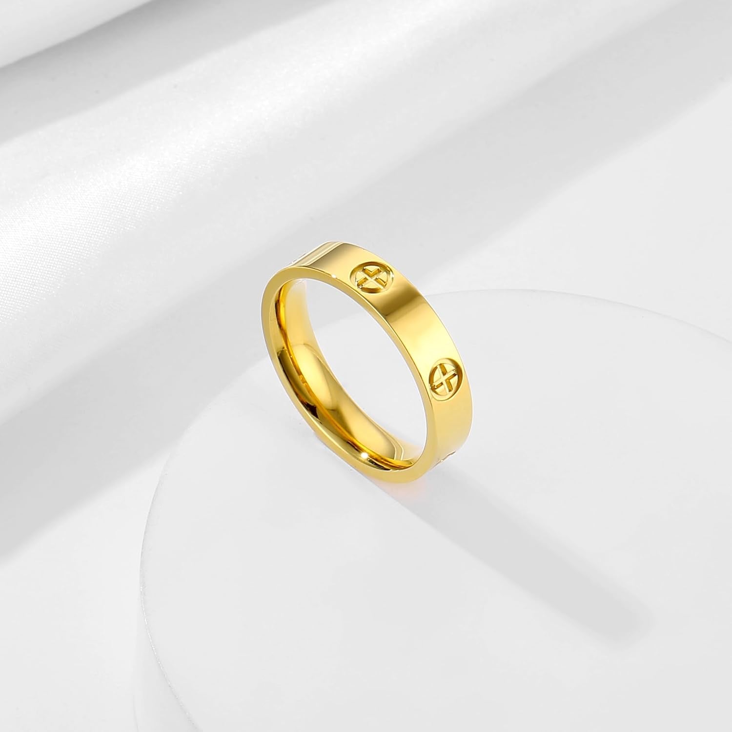 Women'S Stainless Steel Wedding Ring 18K Gold Love Ring Friendship Engagement Wedding Jewelry, Promise Ring Mother'S Day Christmas Birthday Gift, Size 5-10