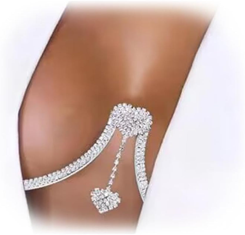 Rhinestone Chest Bracket Chain Trendy Crystal Heart Pendant Bra Chain Sexy Bikini Body Chain Jewelry for Women
