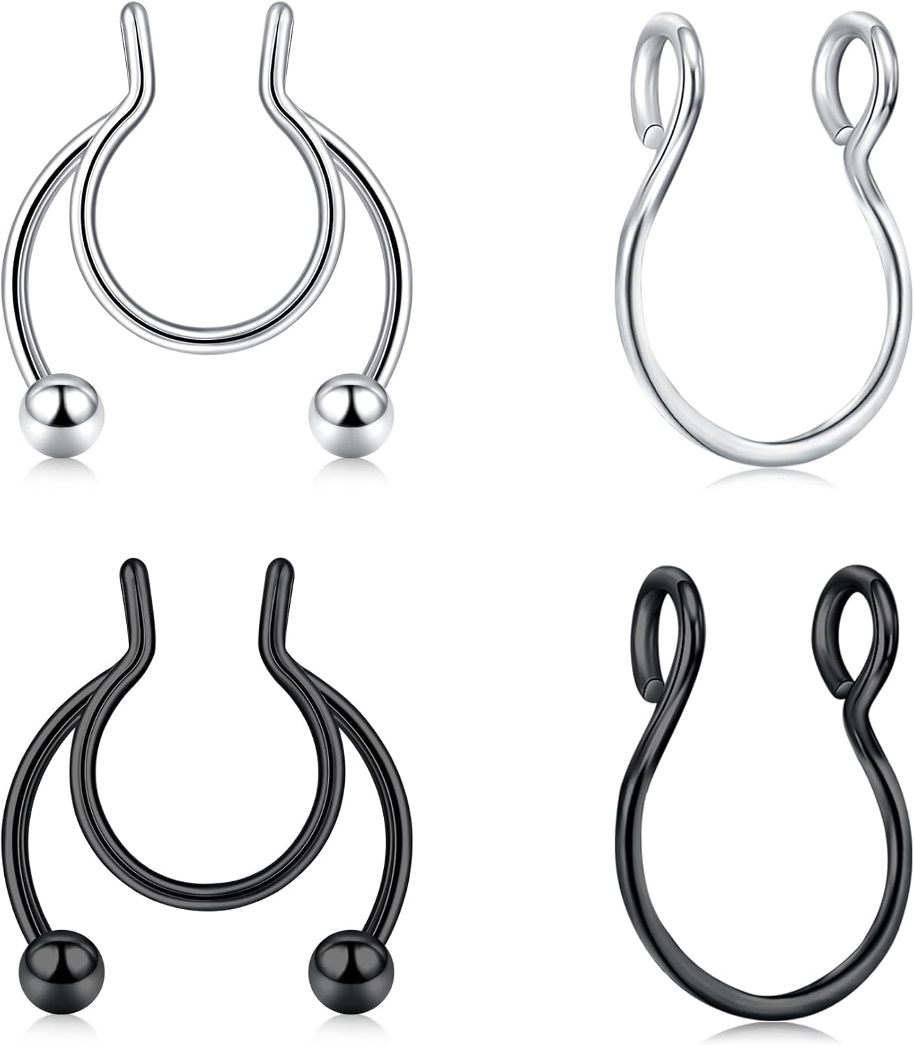 QWALIT Fake Septum Ring Fake Septum Piercing Faux Septum Nose Rings Fake Nose Ring Septum Fake Septum Nose Ring Clip on Septum Nose Ring Faux Septum Piercing Fake Septum Hoop Fake Septum Jewelry