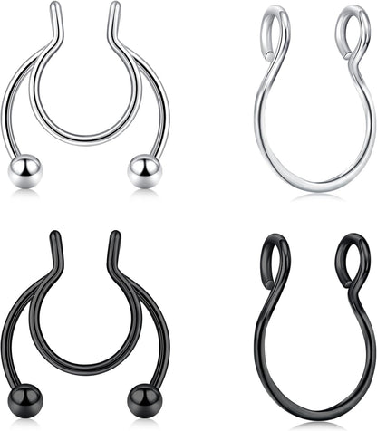 QWALIT Fake Septum Ring Fake Septum Piercing Faux Septum Nose Rings Fake Nose Ring Septum Fake Septum Nose Ring Clip on Septum Nose Ring Faux Septum Piercing Fake Septum Hoop Fake Septum Jewelry