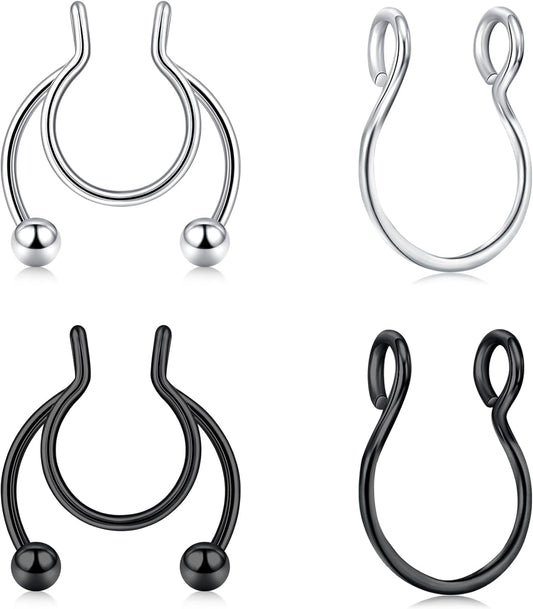 QWALIT Fake Septum Ring Fake Septum Piercing Faux Septum Nose Rings Fake Nose Ring Septum Fake Septum Nose Ring Clip on Septum Nose Ring Faux Septum Piercing Fake Septum Hoop Fake Septum Jewelry