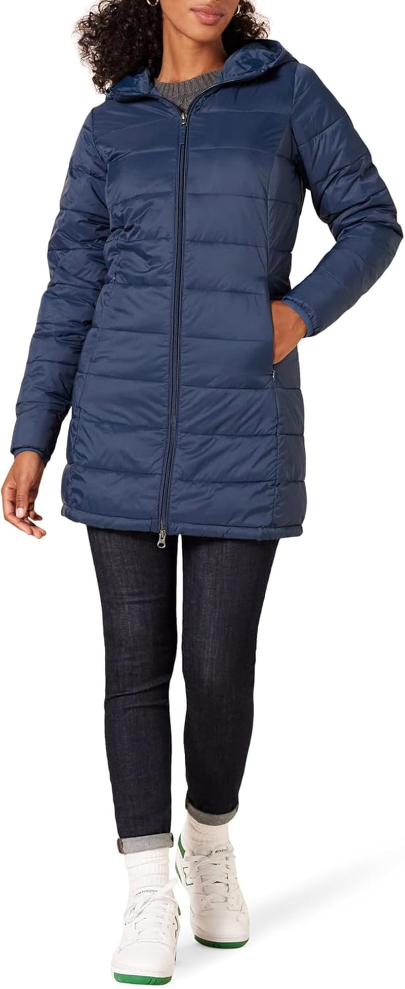 Packable puffer coat displayed in multiple color options