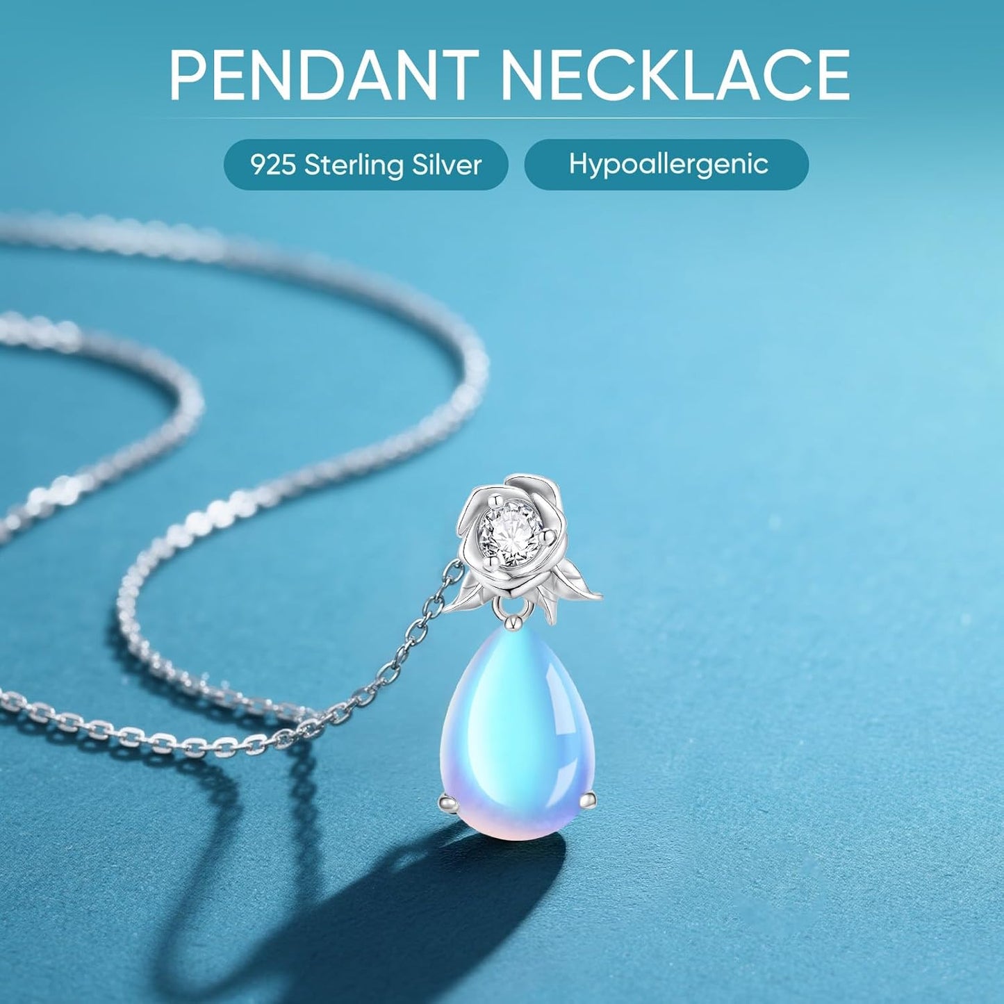 925 Sterling Silver Pendant Necklace for Women -Dainty Sunflower Crystal Necklaces Heart Cubic Zirconia Diamond Pendant Necklace Adjustable Jewelry Birthday Christmas Valentines Gifts for Her Mom Wife