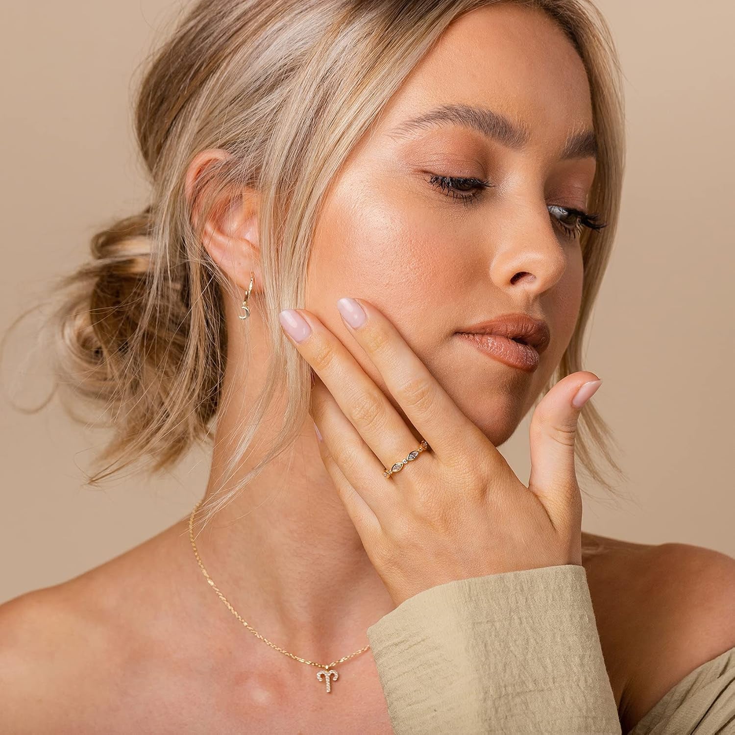 PAVOI 14K Gold Plated Cubic Zirconia Stackable Ring | Marquise Eternity Band for Women | Plated Gold Stacking Ring