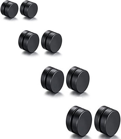 8PCS Asoorted Size 6-12MM Stainless Steel Magnetic Fake, Black, Size No Size