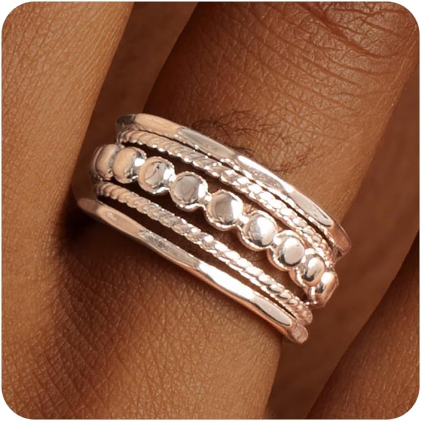 Size 6-10 adjustable gold stackable rings for women
