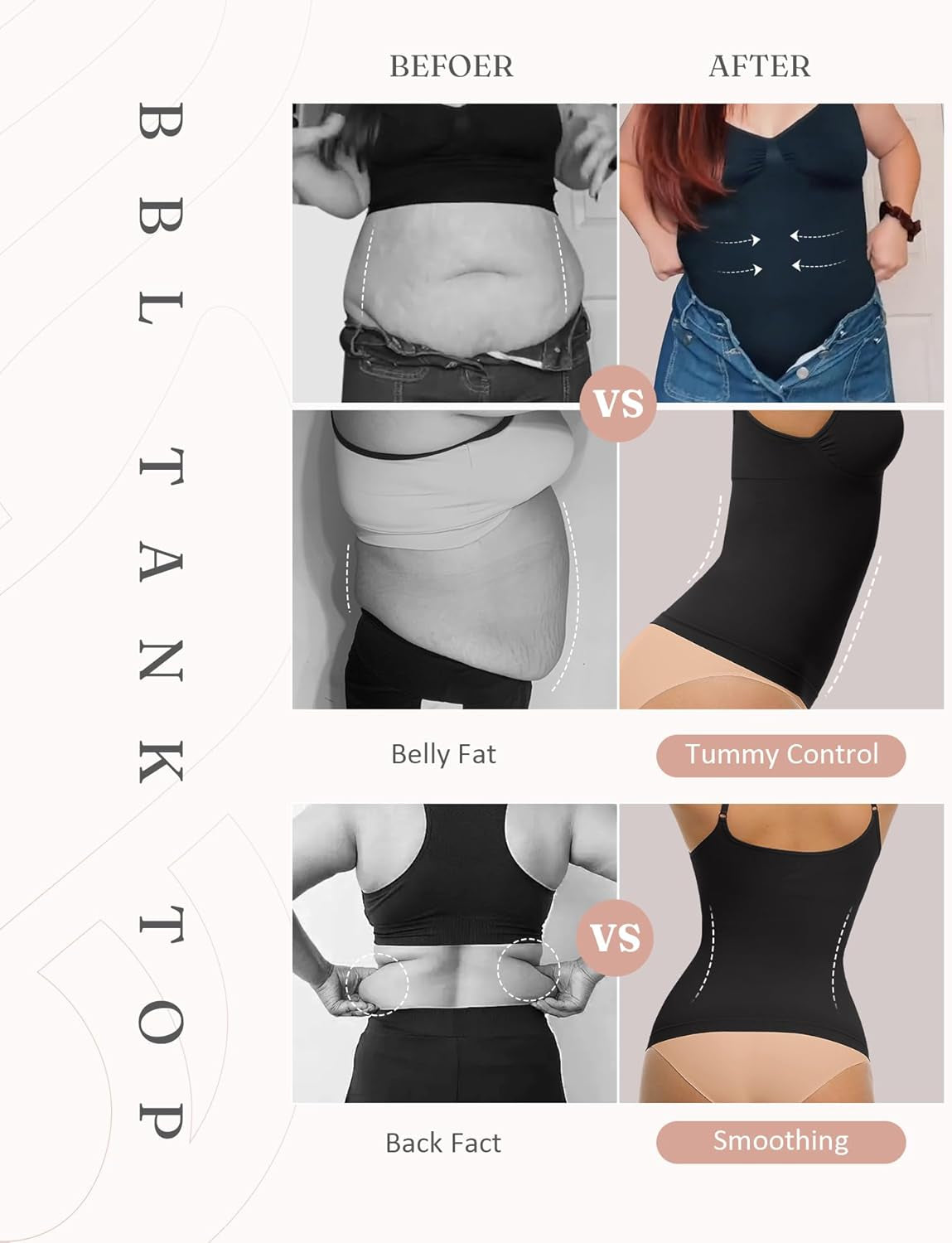 Feelingirl tummy control camisole showing seamless compression fabric