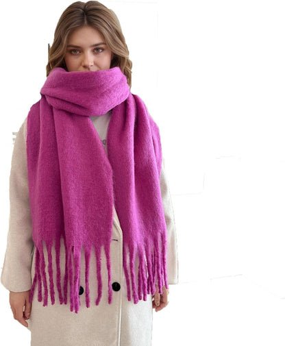 Women'S Winter Scarfs, Mohair Vintage Scarf for Women and Men, Large Chunky Scarf Cashmere Feel Blanket Wrap