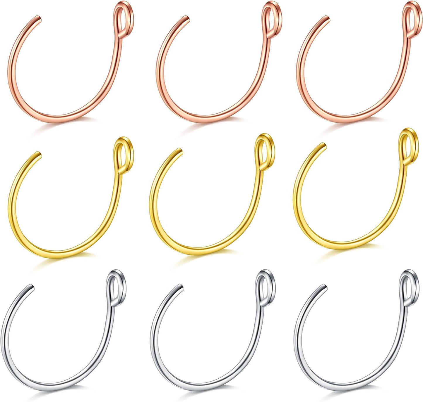 D.Bella 20G Fake Piercing Jewelry Hoop for Faux Lip Septum Nose Ring Set,8Mm