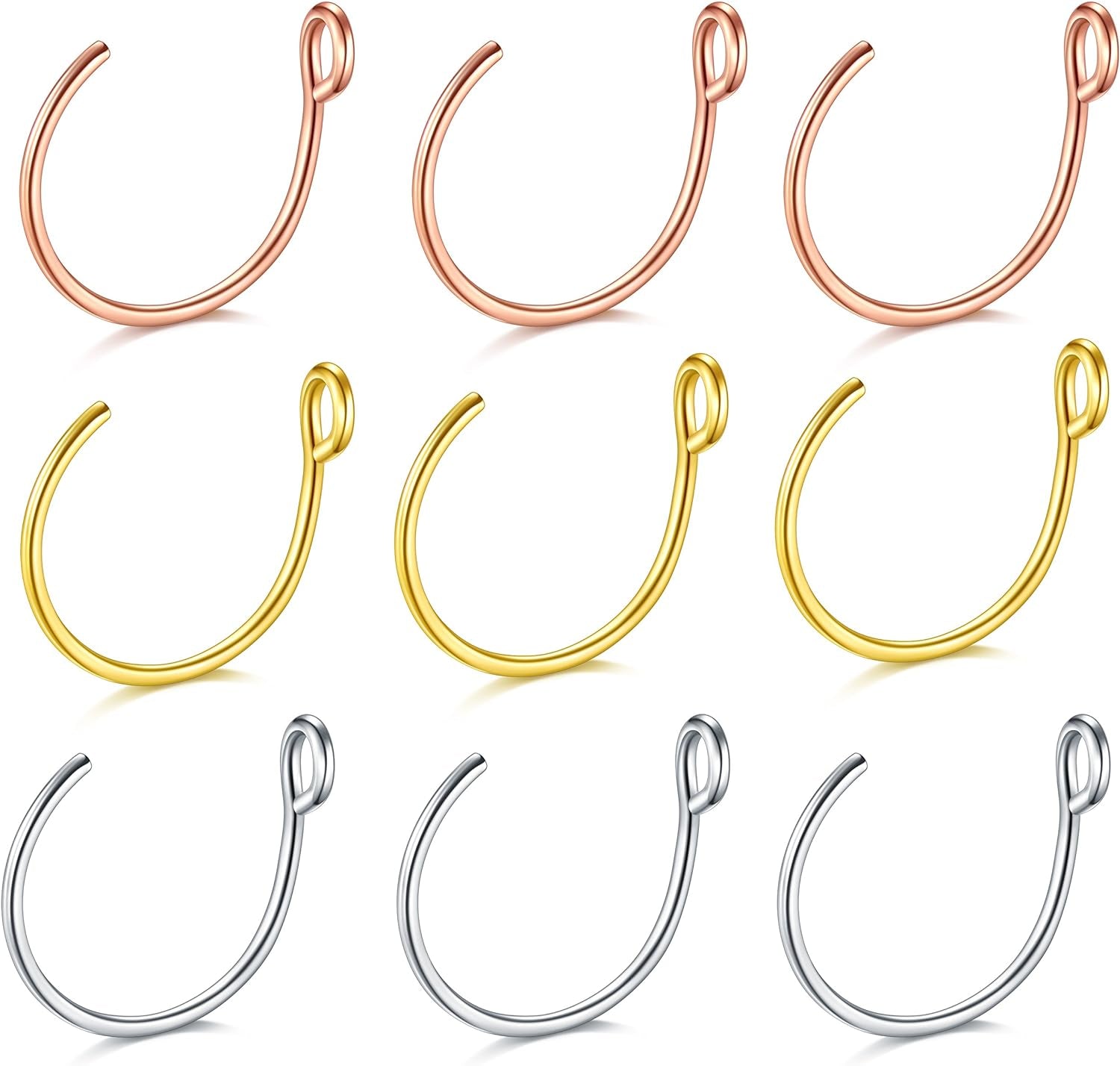 D.Bella 20G Fake Piercing Jewelry Hoop for Faux Lip Septum Nose Ring Set,8Mm