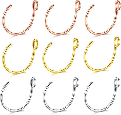 D.Bella 20G Fake Piercing Jewelry Hoop for Faux Lip Septum Nose Ring Set,8Mm